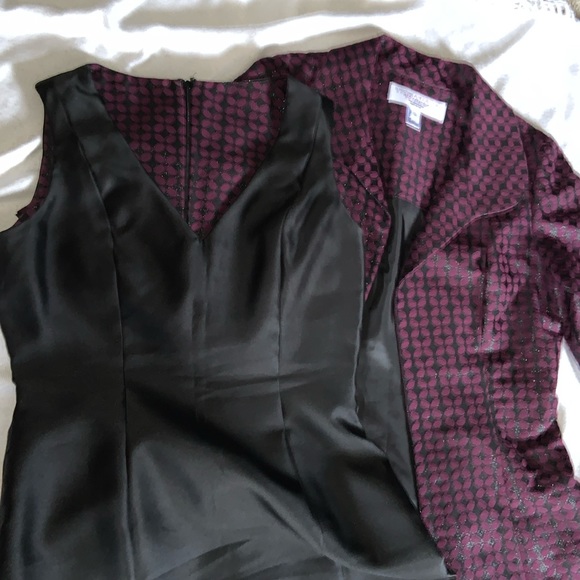 B Michael America size 10 couture shift dress & swing jacket plum purple & black - Picture 2 of 16